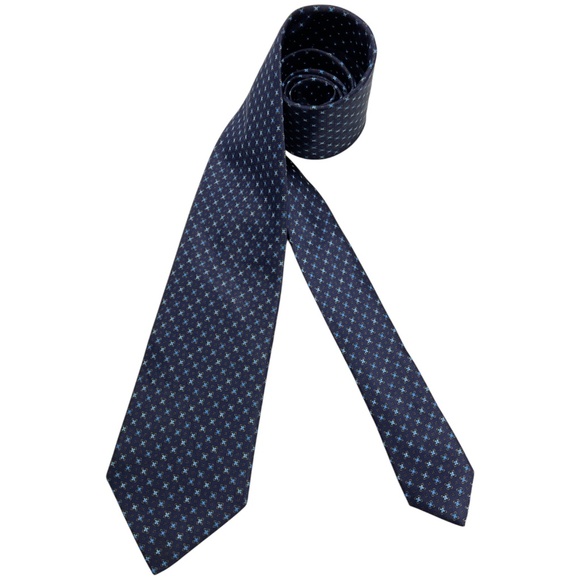BRIONI XL Navy/Blue Geometric Floral Silk LUXURY Tie HANDMADE ITALY - Picture 1 of 4